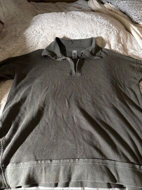 Mono B Olive Knit Quarter-Zip Pullover